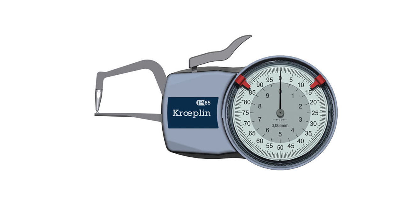 KROEPLIN 02-D1R10 — Mechanical pipe wall thickness measuring snap gauge