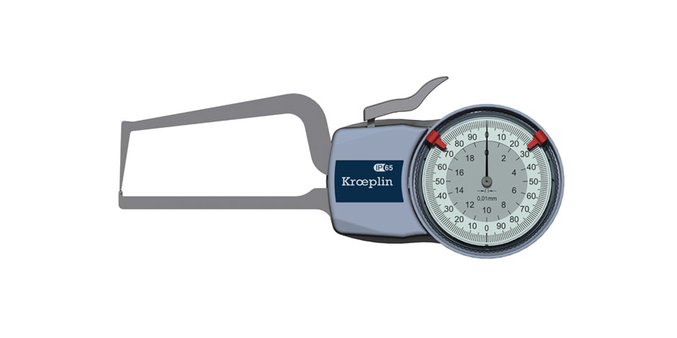 KROEPLIN 08-D2R20S — Mechanical pipe wall thickness measuring snap gauge